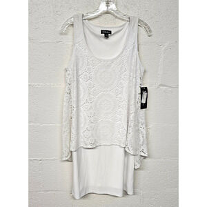 S.L. Fashions Women's Lace Crochet Overlay Dress Size 10 White Party Event Beach